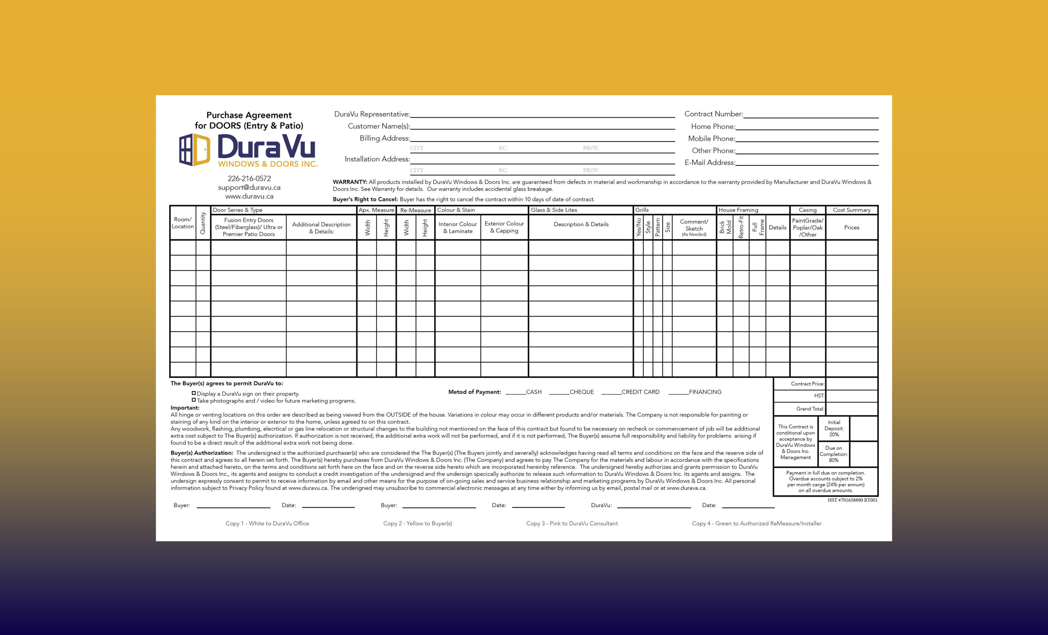 DuraVu Window & Door Contract